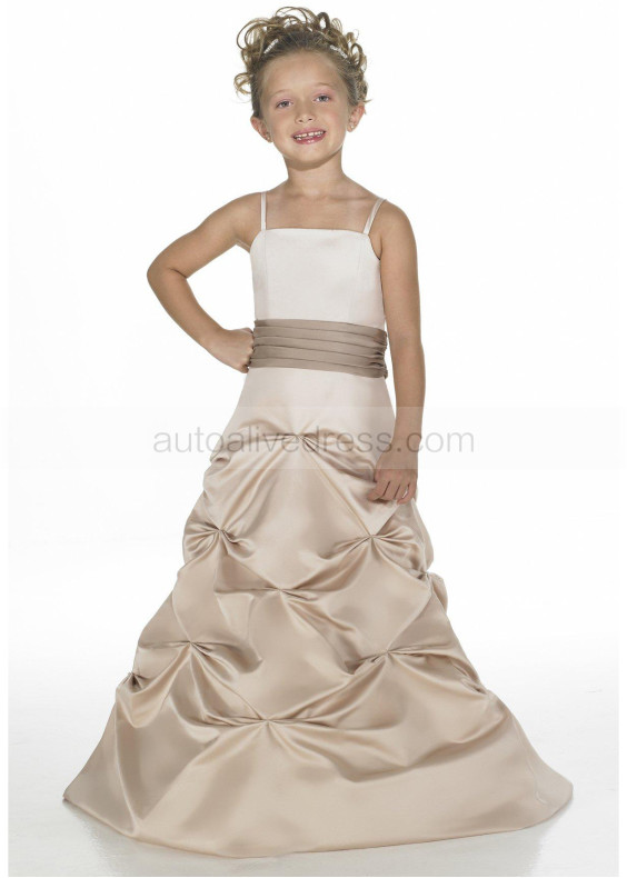 Spaghetti Straps Two-tone Satin Pick-up Skirt Junior Bridesmaid Dress Spaghetti Straps Two-tone Satin Pick-up Skirt Junior Bridesmaid Dress